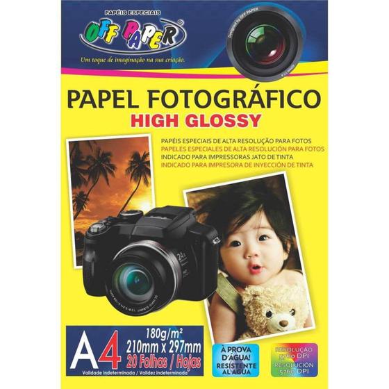 Papel Fotográfico A4 180g 20fls Off Paper Menor preço em Papel Fotográfico A4 180g 20fls Off Paper