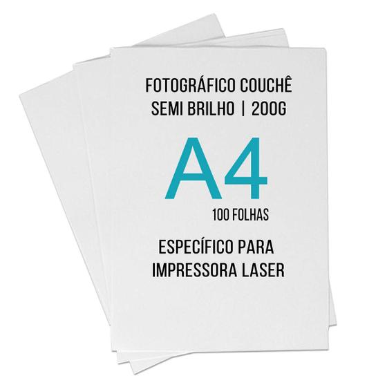 Imagem de Papel Fotográfico A4 200g Couche Semi Brilho p Impressora Laser 100Fls