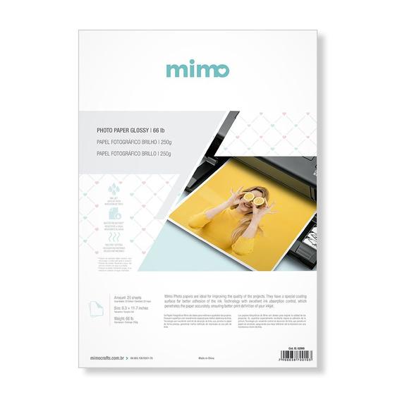 Imagem de Papel Fotográfico A4 250g Glossy Brilho Mimo - 20 unidades