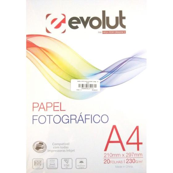 Papel Fotográfico A4 Brilhante 230g - 20 folhas Menor preço em Papel Fotográfico A4 Brilhante 230g - 20 folhas