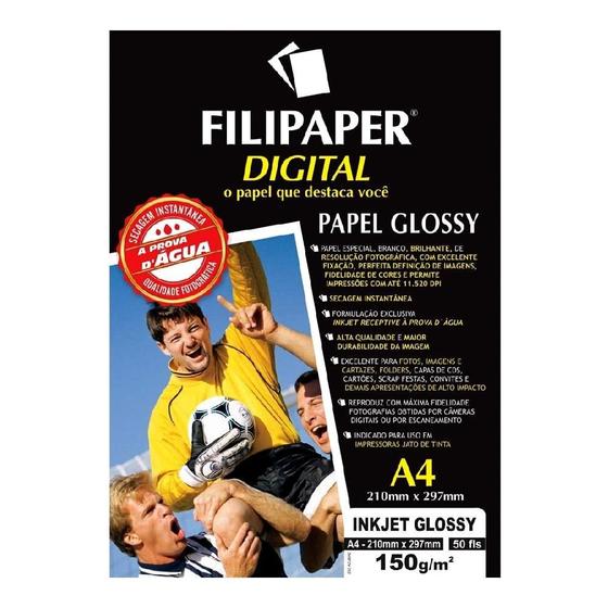 Imagem de Papel Fotográfico A4 Filipaper 150G Inkjet Glossy 10 Folhas