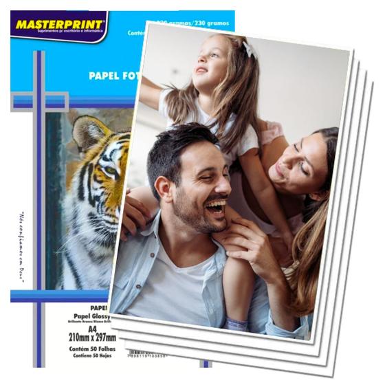 Imagem de Papel Fotográfico A4 Glossy 230g 100 Folhas Foto Brilhante