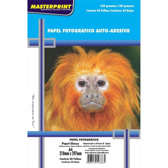 Imagem de Papel Fotografico A4 Glossy Adesivo 130g 50Fls Masterprint