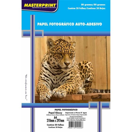 Imagem de Papel Fotografico A4 Glossy Adesivo 80g 20Fls Masterprint