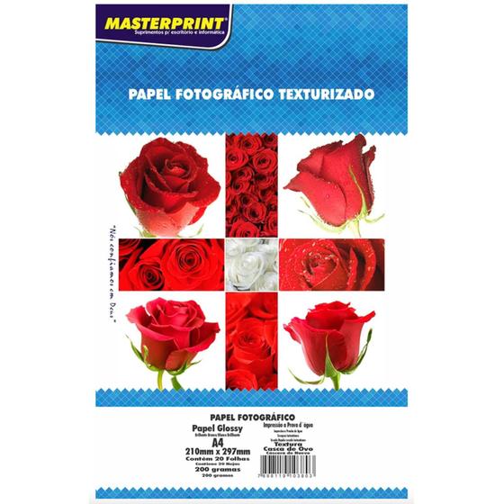 Papel Fotográfico A4 Glossy Casca De Ovo Inkjet 200g 20 Folhas Masterprint Papel 7331