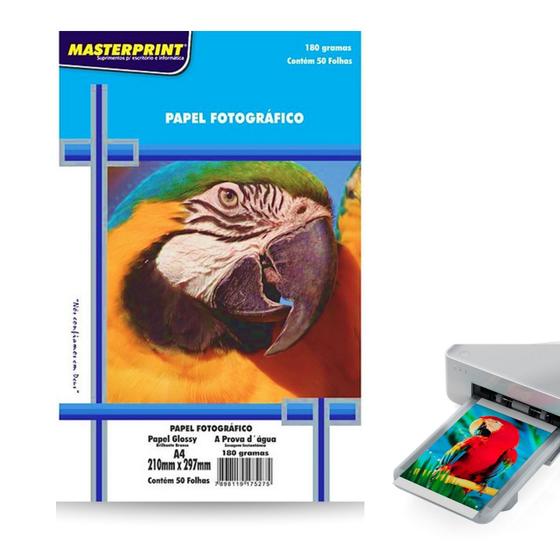 Papel Fotográfico A4 Gramatura 180g Glossy Prova D'Agua Seca Rápido ...