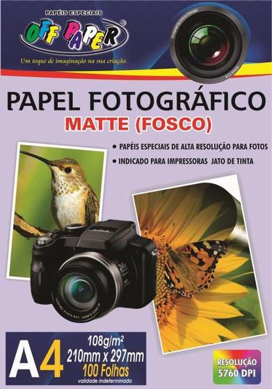 Imagem de Papel Fotográfico A4 Matte Fosco 108g Off Paper - 100 folhas