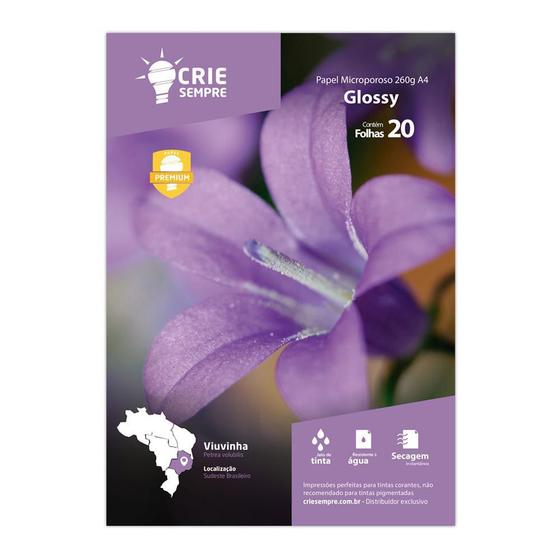 Papel Fotográfico A4 Microporoso Brilhante 260g Crie Sempre 20 Folhas Menor preço em Papel Fotográfico A4 Microporoso Brilhante 260g Crie Sempre 20 Folhas