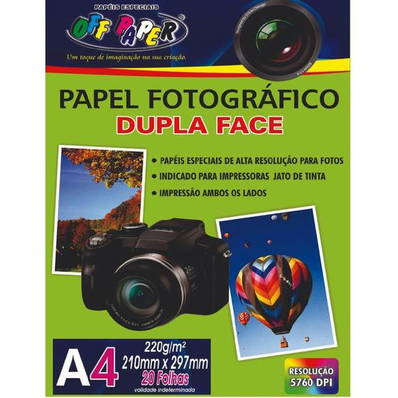 Imagem de Papel Fotográfico A4 Off Paper 220G Dupla Face 20 Folhas