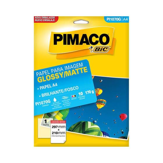 Imagem de Papel Fotográfico A4 Pimaco Brilhante-Fosco 170G Pi1070G