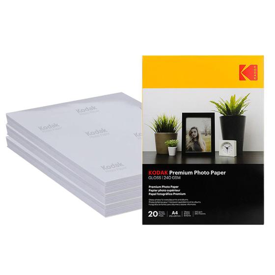 Papel Fotográfico A4 Premium Kodak 240g Gloss 100 Folhas Menor preço em Papel Fotográfico A4 Premium Kodak 240g Gloss 100 Folhas