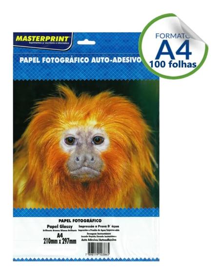 Papel Fotográfico Adesivo A4 Glossy 130g com 100 folhas - Masterprint Menor preço em Papel Fotográfico Adesivo A4 Glossy 130g com 100 folhas - Masterprint