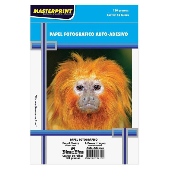 Imagem de Papel Fotográfico Adesivo Masterprint A4 130gr 250 Folhas