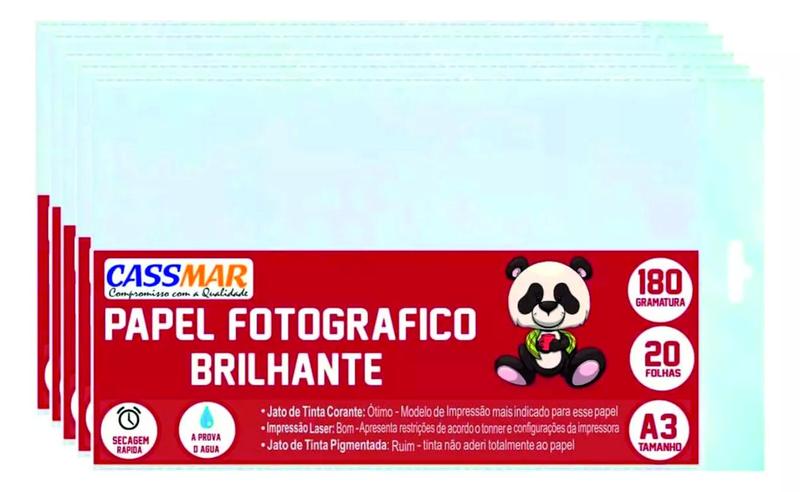 Imagem de Papel Fotográfico Brilhante  180g A3 Cassmar 100 Fls