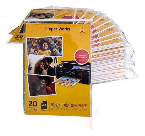 Imagem de Papel Fotográfico Glossy 180g Paper Works 20 Folhas Premium