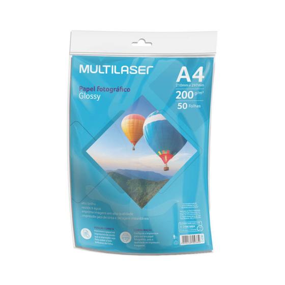 Imagem de Papel Fotográfico Glossy A4 200g 50 folhas Multilaser - PE012