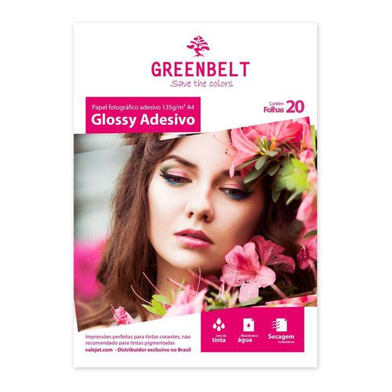 Imagem de Papel Fotográfico Glossy Adesivo A4 135g Greenbelt 20 folhas