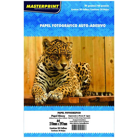 Imagem de Papel Fotográfico Glossy Adesivo A4 80g c/20fls Masterprint