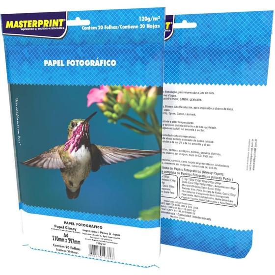 Imagem de Papel Fotográfico INKJET A4 GLOSSY 120G Pacote com 20