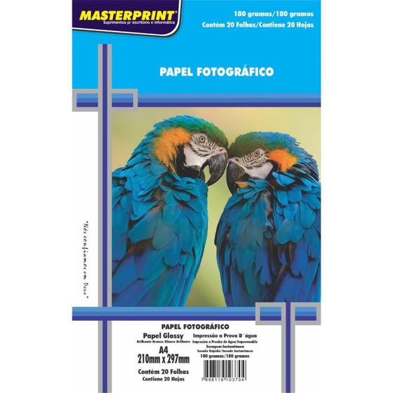 Imagem de Papel Fotografico Inkjet A4 Glossy 180g 20Fls Masterprint