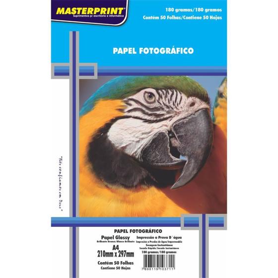 Imagem de Papel Fotografico Inkjet A4 Glossy 180g 50Fls Masterprint