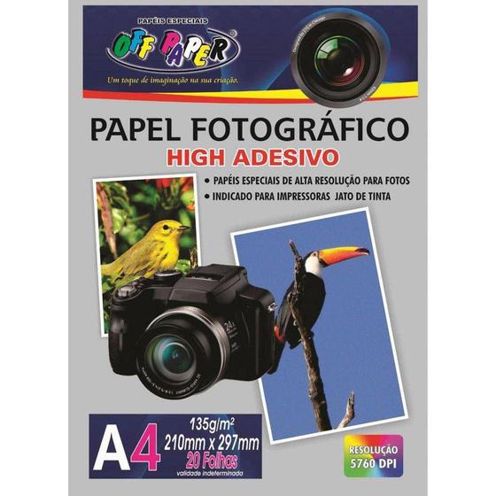 Imagem de Papel Fotografico Inkjet A4 High Adesivo 135G Pct.C/20 Off Paper