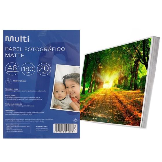 Imagem de Papel Fotográfico Matte 10X15cm 180g 20 Folhas Revelar Foto