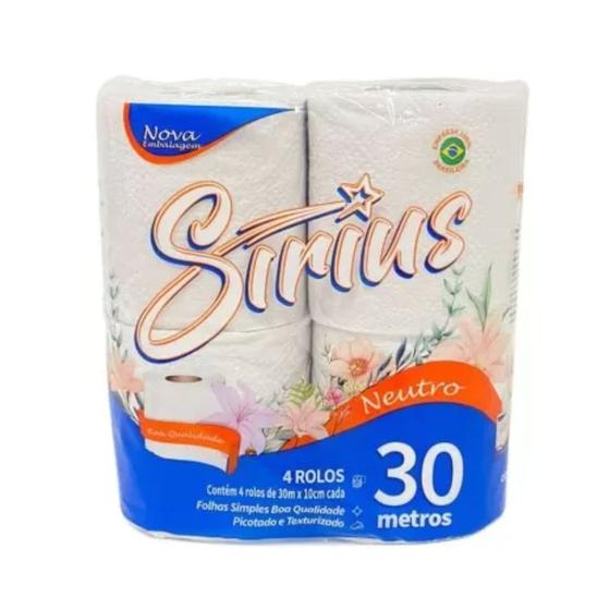 Imagem de Papel higiênico 30mx10cm neutro luxo sirius (64 rolos)