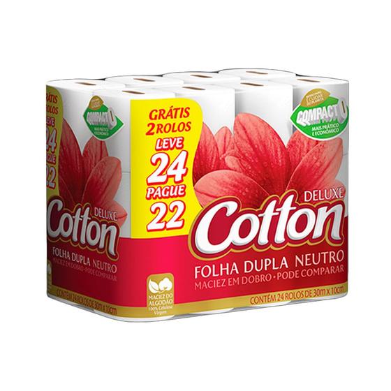 Imagem de Papel Higiênico Cotton Deluxe Neutro Folha Dupla Leve 24 Pague 22