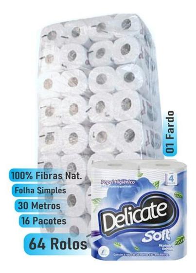 Imagem de Papel Higiênico Delicate 4 Rolos Folha Simp Fardo Com 16 Un