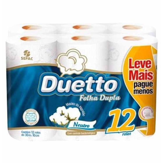 Papel higienico duetto folha dupla com 30m / 12rl / duetto Menor preço em Papel higienico duetto folha dupla com 30m / 12rl / duetto