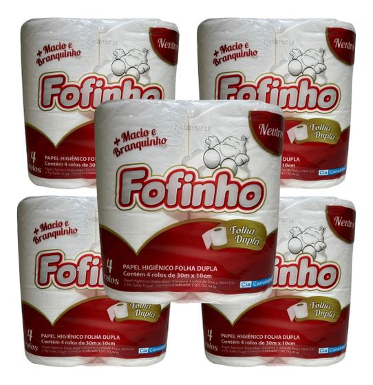 Imagem de Papel Higiênico Fofinho Dupla 05 Pct C/4 Rolos Neutro