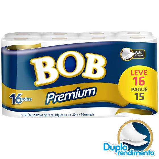 Imagem de Papel Higiênico Folha Dupla Bob Premium -16 Rolos 30m