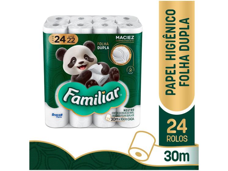 Papel Higiênico Folha Dupla Bracell Familiar 24 Rolos 30m