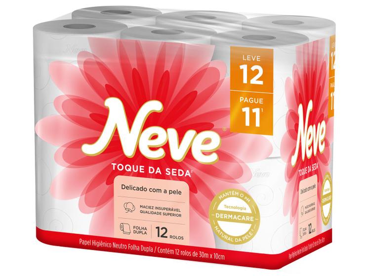 Papel Higiênico Folha Dupla Neve Toque de Seda - 12 Rolos 30m Imagem de Papel Higiênico Folha Dupla Neve Toque de Seda