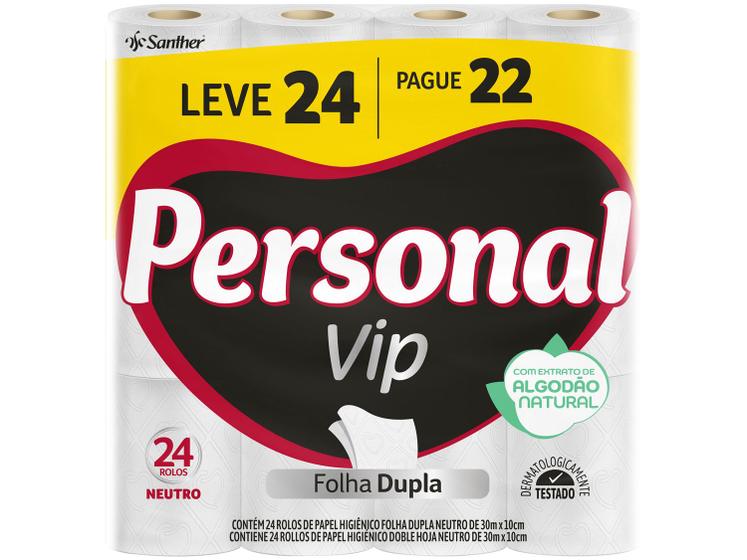 Imagem de Papel Higiênico Folha Dupla Personal Vip 24 Rolos 30m