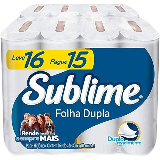 Imagem de Papel Higienico Folha Dupla Sublime Softys L16P15 Rolos De 30M Softys
