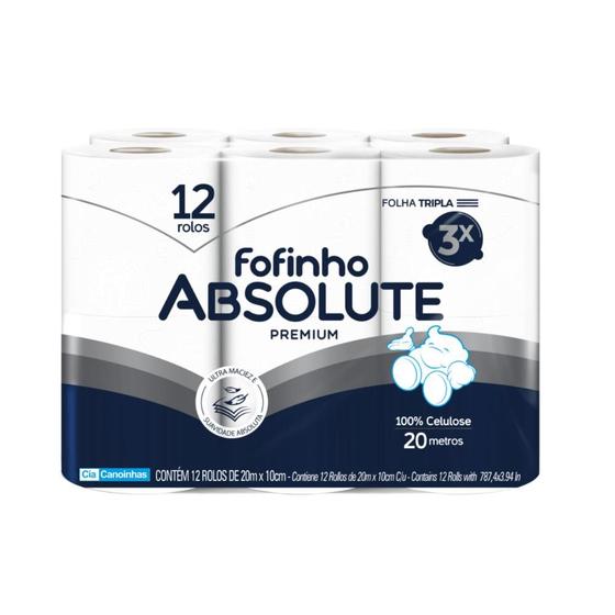 Papel Higiênico Folha Tripla Fofinho Absolute com 12 rolos de 20 metros Menor preço em Papel Higiênico Folha Tripla Fofinho Absolute com 12 rolos de 20 metros