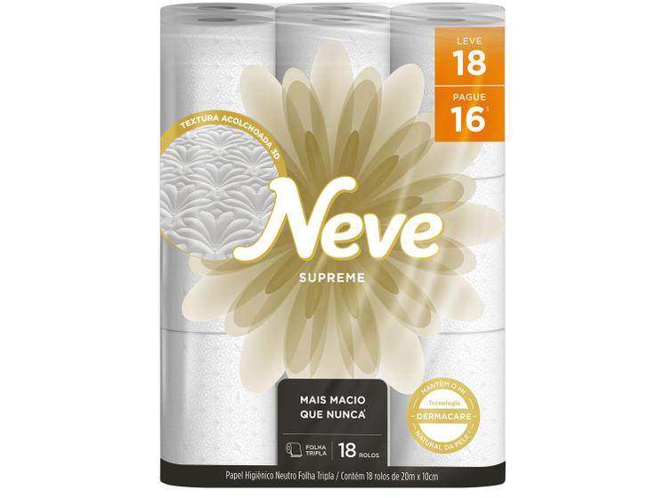 Imagem de Papel Higiênico Folha Tripla Neve Supreme Leve 18 Pague 16 18 Rolos 20m