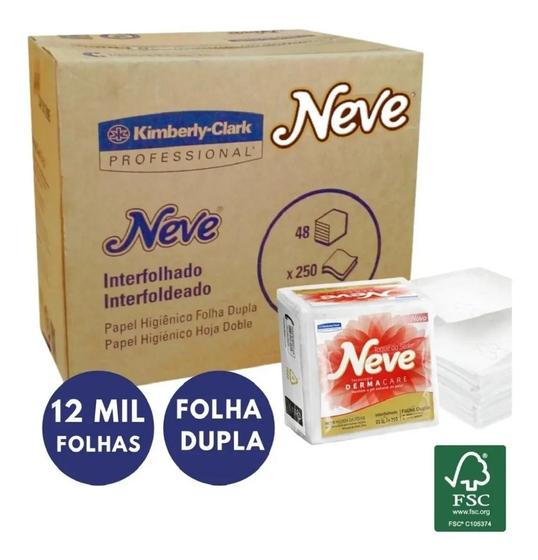 Imagem de Papel higiênico interfolhado Neve Cai-Cai folha dupla c/12.000 folhas Kimberly Clark Professional