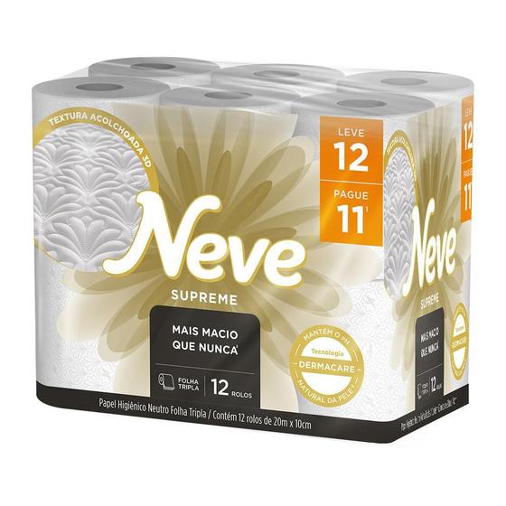 Papel Higiênico Neve Supreme Folha Tripla Leve 12 Pague 11 Menor preço em Papel Higiênico Neve Supreme Folha Tripla Leve 12 Pague 11
