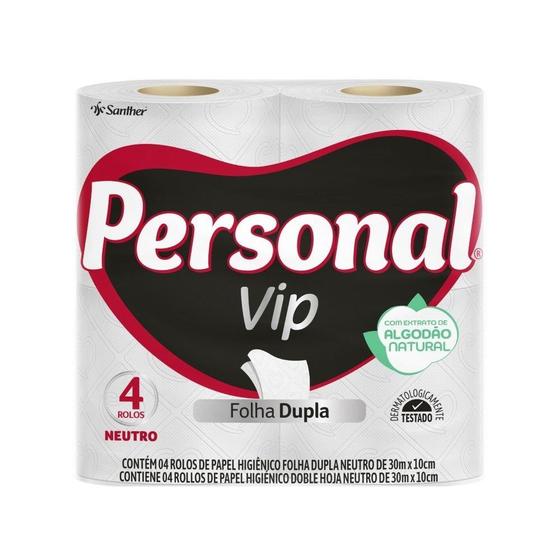 Imagem de Papel Higiênico Personal Vip Folha Dupla Neutro 30m 16 Embalagens com 4 Unidades