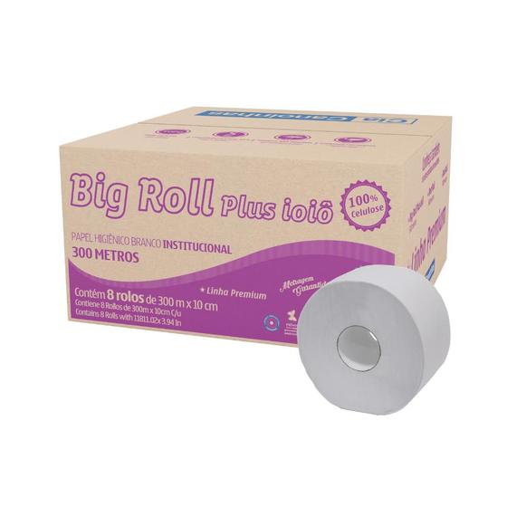 Imagem de Papel Higiênico Rolão 100% celulose Folha Simples Big Roll Canoinhas com 8 rolos de 300 metros