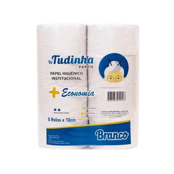 Imagem de Papel higienico rolao branco economia 2 kg  (fardo 8 rolos) - vo tudinha