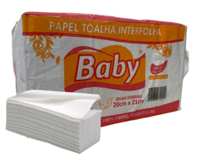 Imagem de Papel Interfolha 100% celulose 20x21 2 dobras folha simples Baby com 1.000 folhas