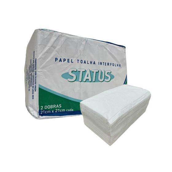 Imagem de Papel Interfolha 100% celulose 21x21cm 2 dobras folha simples Status com 1.000 folhas