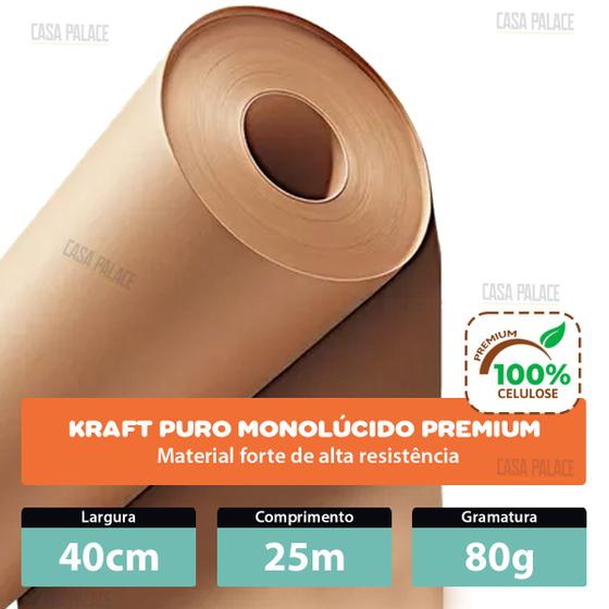 Imagem de Papel Kraft 80g Com 40cm x 25 Metros Monolúcido