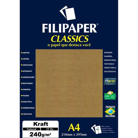 Papel kraft folha kraft natural a4 240g. filiperson Menor preço em Papel kraft folha kraft natural a4 240g. filiperson