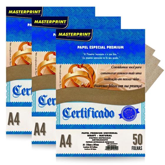 Imagem de Papel Kraft Natural A4 180g 150 Folhas Marrom Ecológico Ideal para Certificado Convites Tags Envelopes Cartões