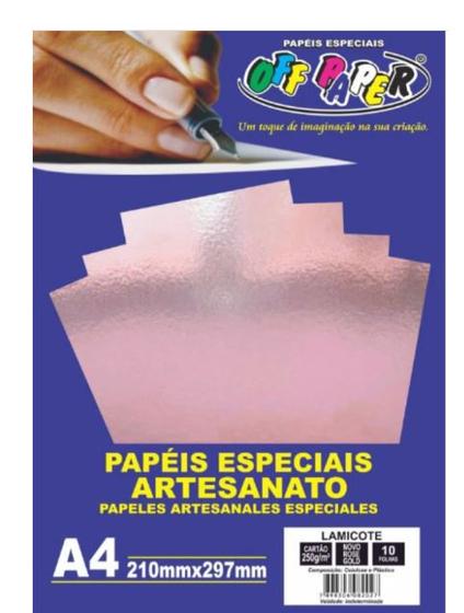 Imagem de Papel Lamicote 250g 10 Folhas Off Paper - Rose Gold